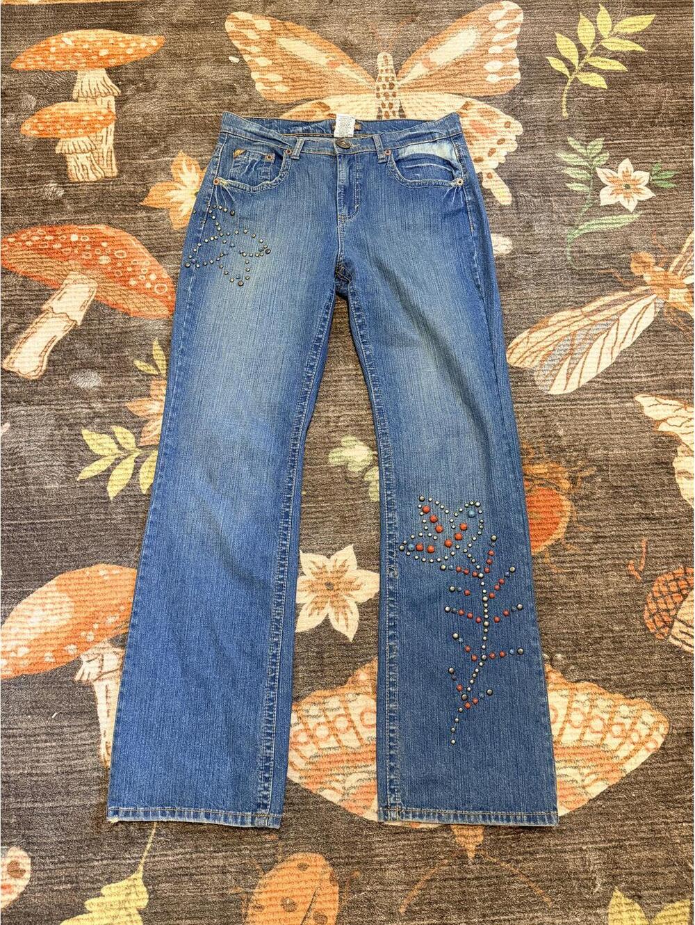 Department of Peace Studded Flare Jeans Size 12 Y2K Boho Western Denim